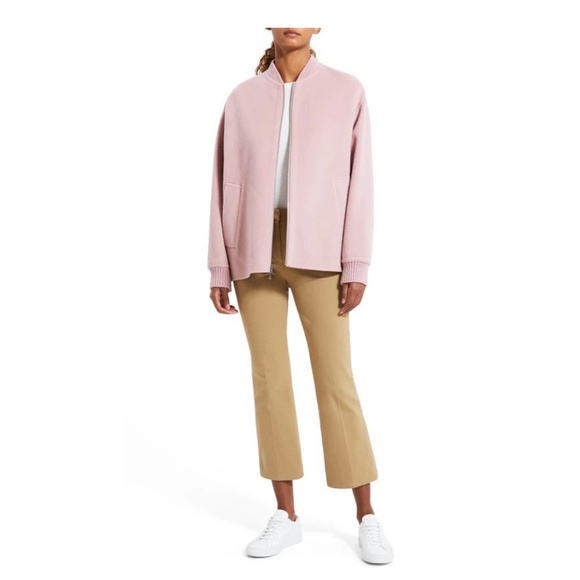 Theory Jackets & Blazers - Theory Wool-Cashmere Bomber Jacket in Blush